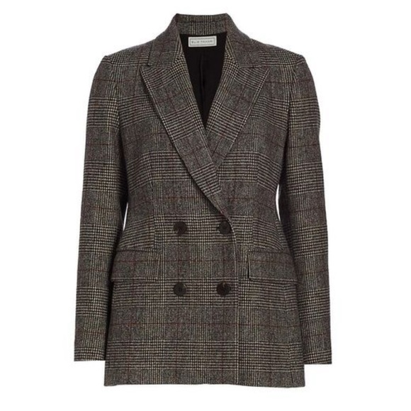 NWT ELIE TAHARI Merrit Plaid Notch Collar Double Breasted Blazer Size 8 - Picture 2 of 8